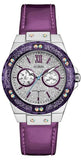 Guess Limelight Quartz Silver Dial Purple Leather Strap Watch For Women - W0775L6