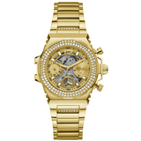 Guess Fusion Chronograph Gold Dial Gold Steel Strap Watch for Women - GW0552L2
