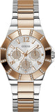 Guess Sunray Multifunction Crystals Silver Dial Two Tone Steel Strap Watch For Women - GW0616L3