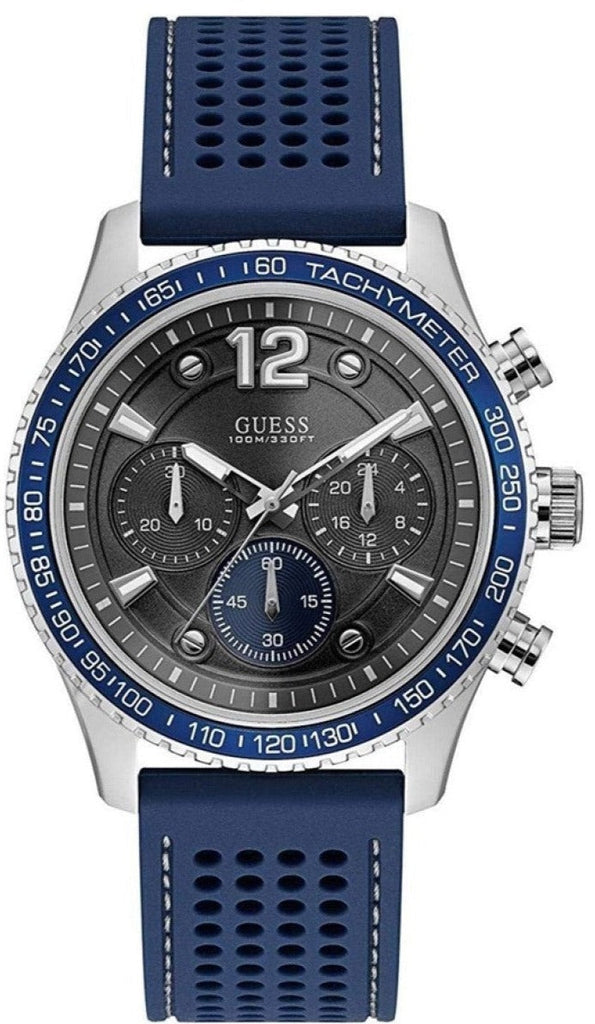 Guess Fleet Chronograph Black Dial Blue Rubber Strap Watch for Men - W0971G2