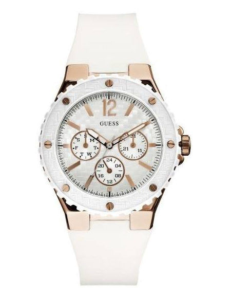 Guess Overdrive Analog White Dial White Rubber Strap Watch for Women - W10614L2