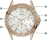 Guess Swirl Quartz Silver Dial White Rubber Strap Watch For Women - W1096l2