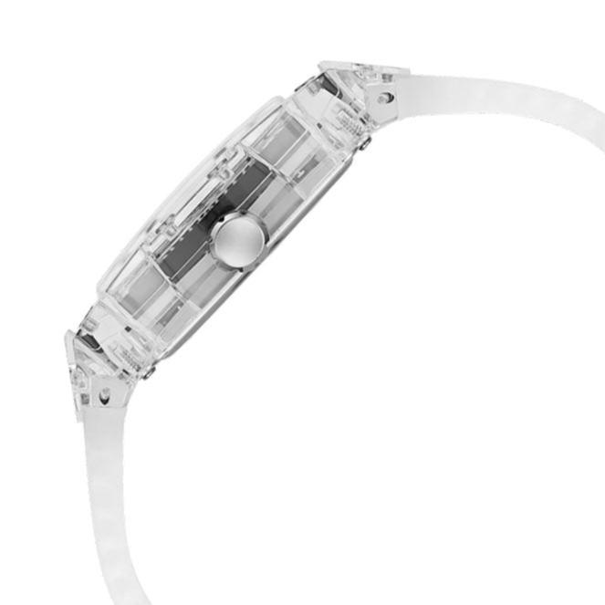 Guess Phoenix Quartz Green Dial Transparent Silicone Strap Watch For Men - GW0499G8