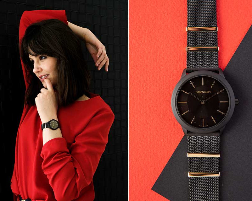 Calvin Klein Minimal Black Dial Black Steel Strap Watch For Men - K3M524Z1