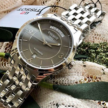 Tissot T Classic T One Automatic Grey Dial Silver Steel Strap Watch For Men - T038.430.11.067.00