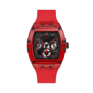Guess Phoenix Multifunction Black Dial Red Rubber Strap Watch for Men - GW0203G5