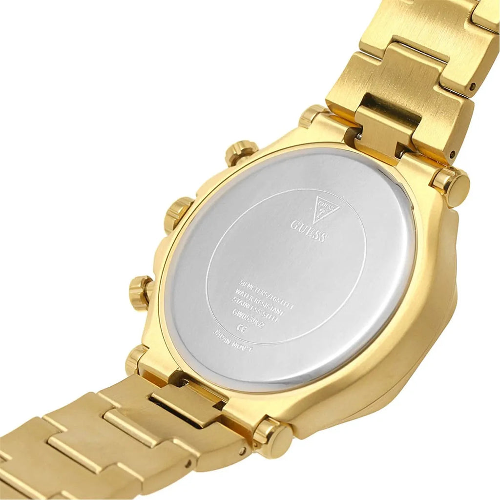 Guess Edge Chronograph Black Dial Gold Steel Strap Watch For Men - GW0539G2