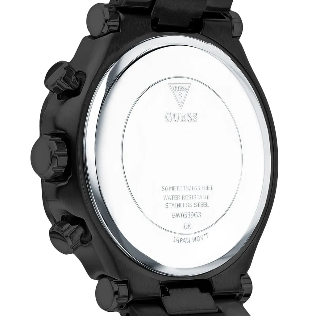 Guess Edge Chronograph Black Dial Black Steel Strap Watch For Men - GW0539G3