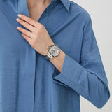 Guess Fusion Chronograph Crystals Silver Dial Silver Steel Strap Watch For Women - GW0552L1