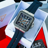 Guess Leo Chronograph Navy Blue Dial Blue Silicone Strap Watch For Men - GW0637G1