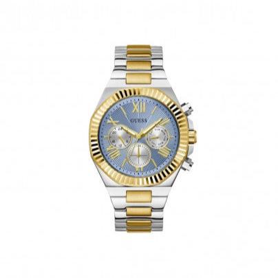 Guess Equity Analog Blue Dial Two Tone Steel Strap Watch For Men - GW0703G3