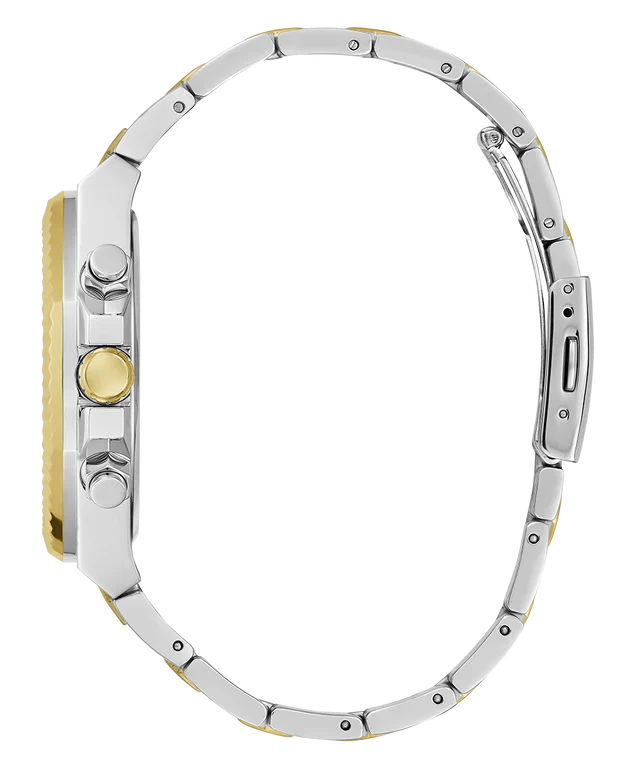 Guess Equity Analog Blue Dial Two Tone Steel Strap Watch For Men - GW0703G3