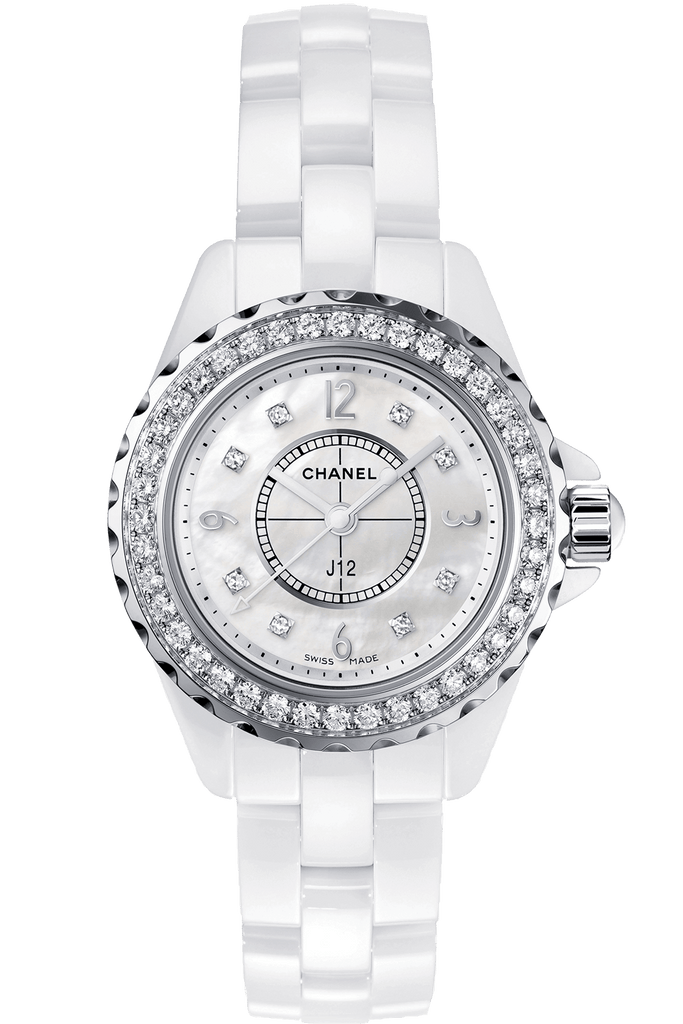 Chanel J12 Diamonds Quartz White Dial White Steel Strap Watch for Women - J12 H2572