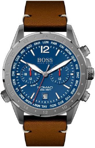 Hugo Boss Nomad Blue Dial Brown Leather Strap Watch for Men - 1513773