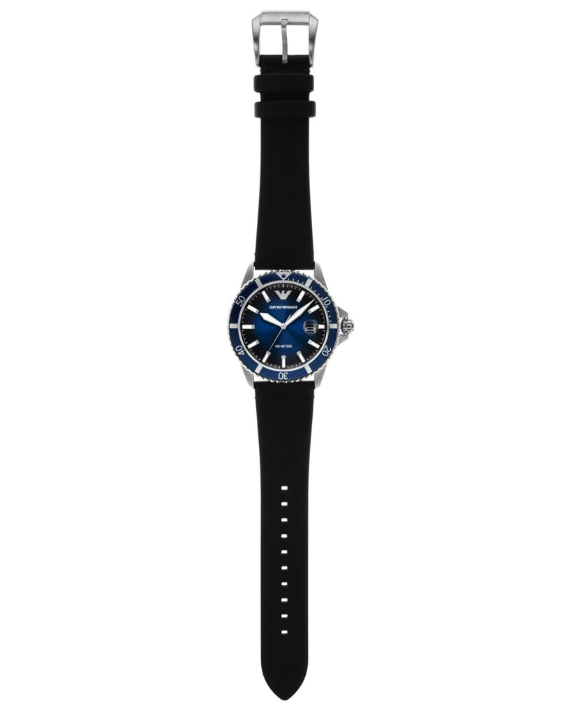 Emporio Armani Diver Three-Hand Quartz Blue Dial Blue Leather Strap Watch For Men - AR11516