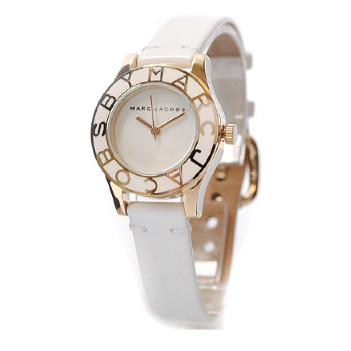 Marc Jacobs Blade White Dial White Leather Strap Watch for Women - MBM1098