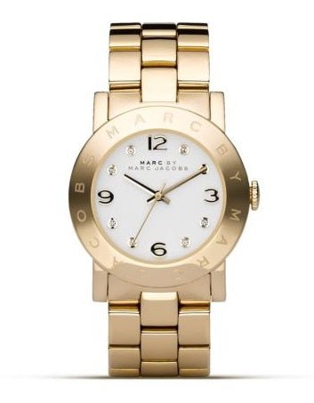Marc Jacobs Amy White Dial Gold Steel Strap Watch for Women - MBM3182