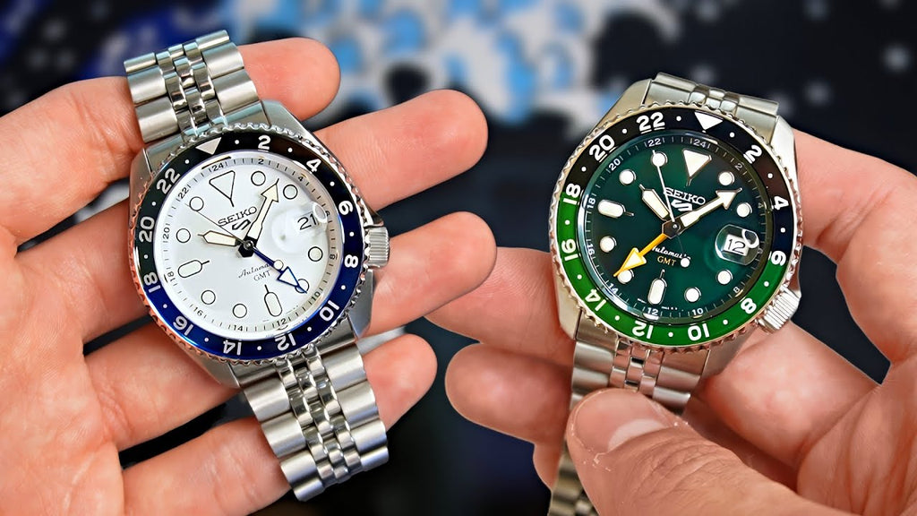 Seiko 5 Sports SKX GMT Automatic Green Dial Silver Steel Strap Watch For Men - SSK035K1