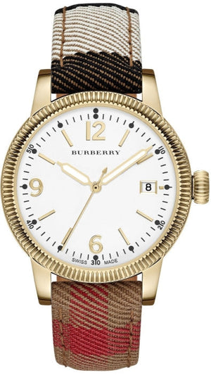 Burberry Utilitarian White Dial Multicolor Leather Strap Watch for Women - BU7853
