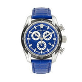Versace V-Ray Chronograph Quartz Blue Dial Blue Leather Strap Watch for Men - VE2I00721