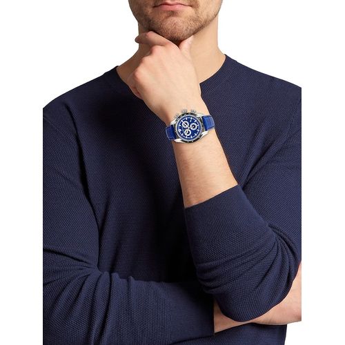 Versace V-Ray Chronograph Quartz Blue Dial Blue Leather Strap Watch for Men - VE2I00721