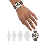 Fossil Sport Tourer Chronograph White Dial Brown Leather Strap Watch for Men - FS6042