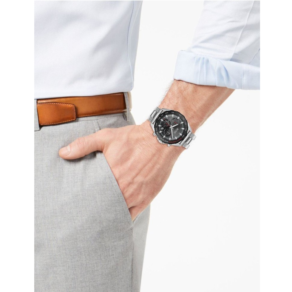Hugo Boss Intensity Chronograph Black Dial Silver Steel Strap Watch For Men - 1513680