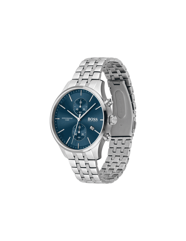 Hugo Boss Associate Blue Dial Silver Steel Strap Watch for Men - 1513839