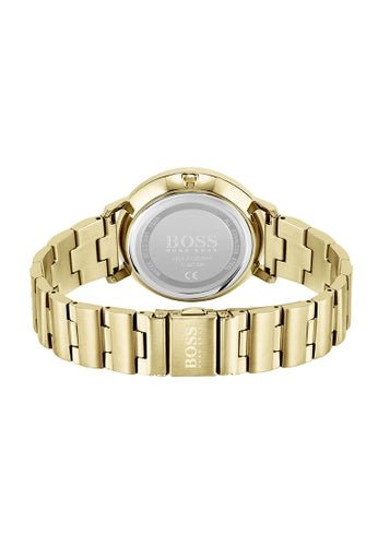 Hugo Boss Prima Gold Dial Gold Steel Strap Watch for Women - 1502572