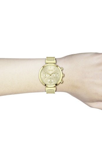 Hugo Boss Flawless Gold Dial Gold Steel Strap Watch for Women - 1502532