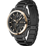 Hugo Boss Grand Prix Black Dial Black Steel Strap Watch for Men - 1513578
