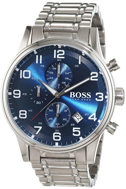 Hugo Boss Aeroliner Blue Dial Silver Steel Strap Watch for Men - 1513183
