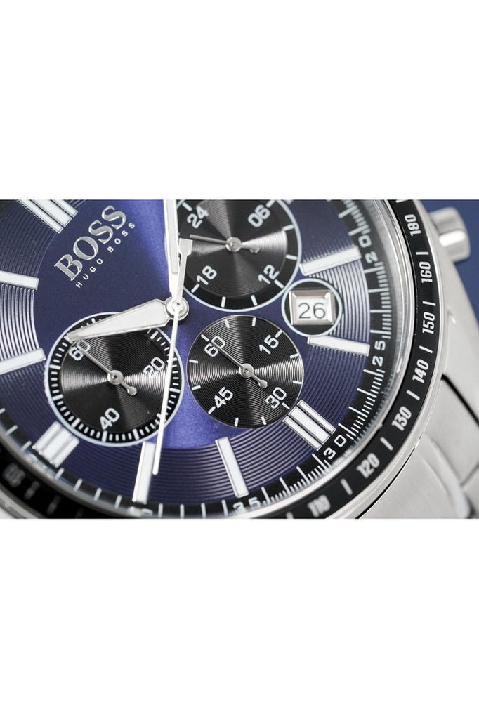 Hugo Boss Chronograph Driver Blue Dial Silver Steel Strap Watch for Men - 1513081