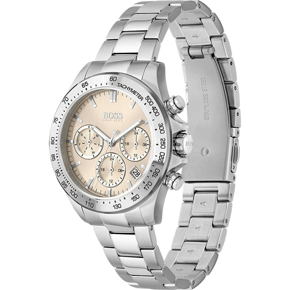 Hugo Boss Novia Pink Dial Silver Steel Strap Watch for Women - 1502615