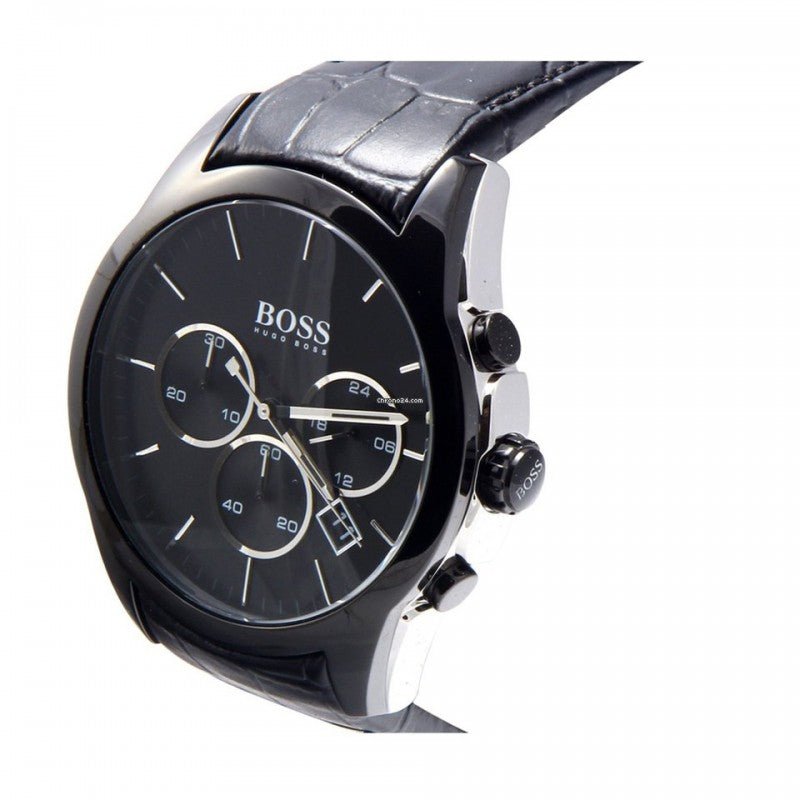 Hugo Boss Onyx Black Dial Black Leather Strap Watch for Men - 1513367