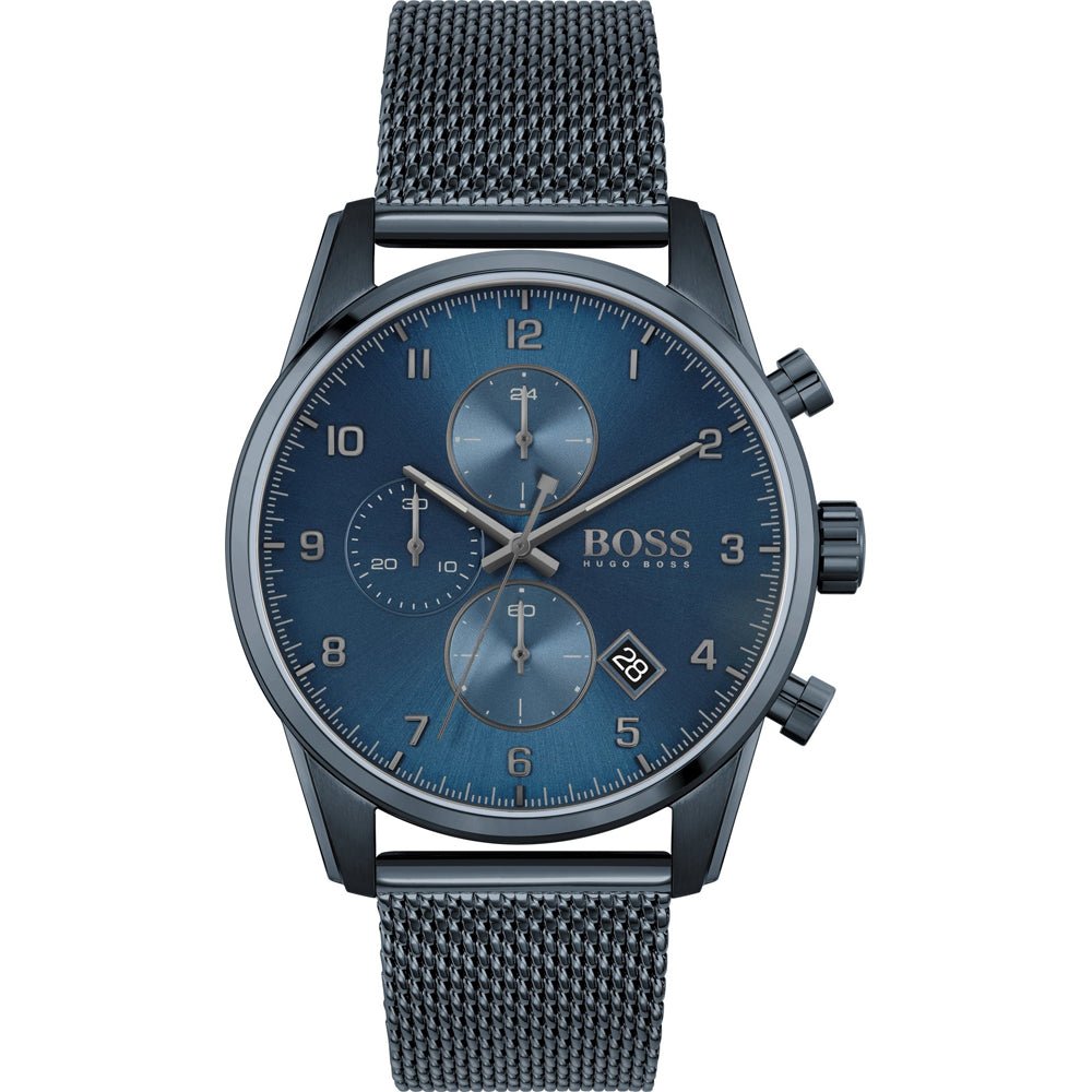 Hugo Boss Skymaster Chronograph Blue Dial Blue Mesh Bracelet Watch for Men - 1513836