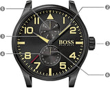 Hugo Boss Aeroliner Maxx Chronograph Black Dial Brown Leather Strap Watch For Men - 1513082