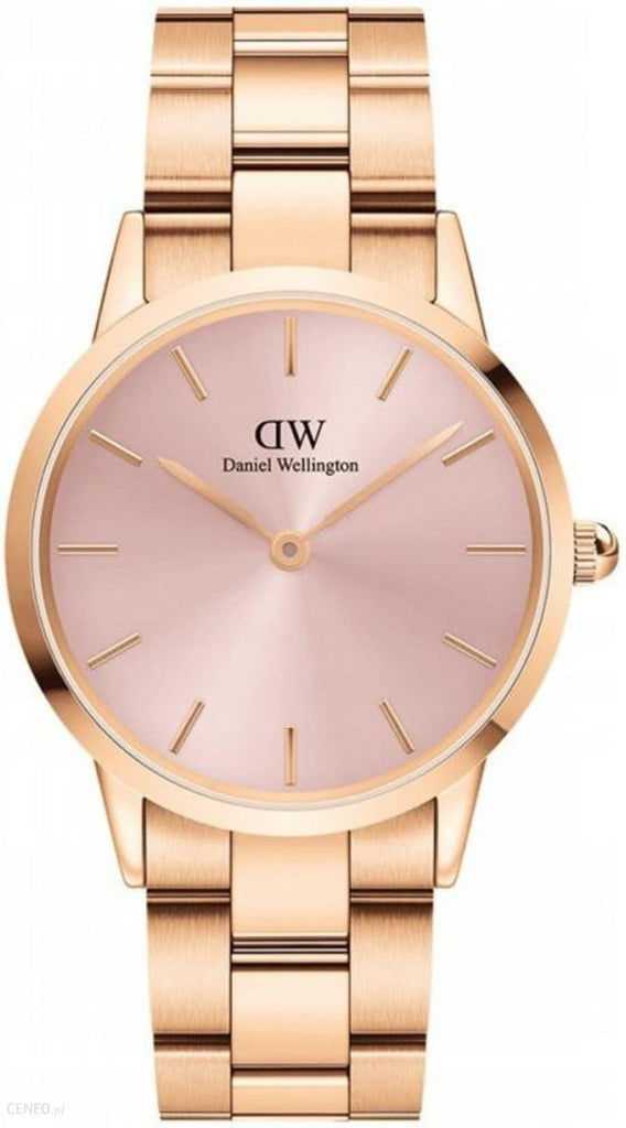 Daniel Wellington Iconic Link Pink Dial Rose Gold Steel Strap Watch For Women - DW00100333