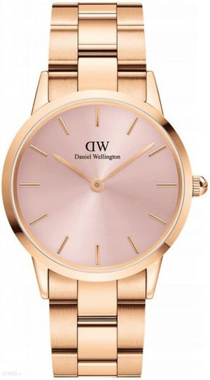 Daniel Wellington Iconic Link Pink Dial Rose Gold Steel Strap Watch For Women - DW00100333