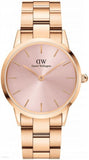 Daniel Wellington Iconic Link Pink Dial Rose Gold Steel Strap Watch For Women - DW00100333