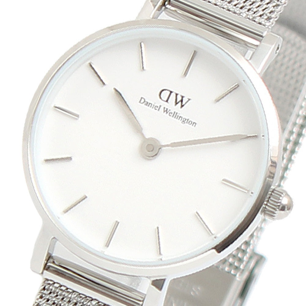 Daniel Wellington Classic Petite Sterling White Dial Silver Mesh Bracelet Watch for Women - DW00100442