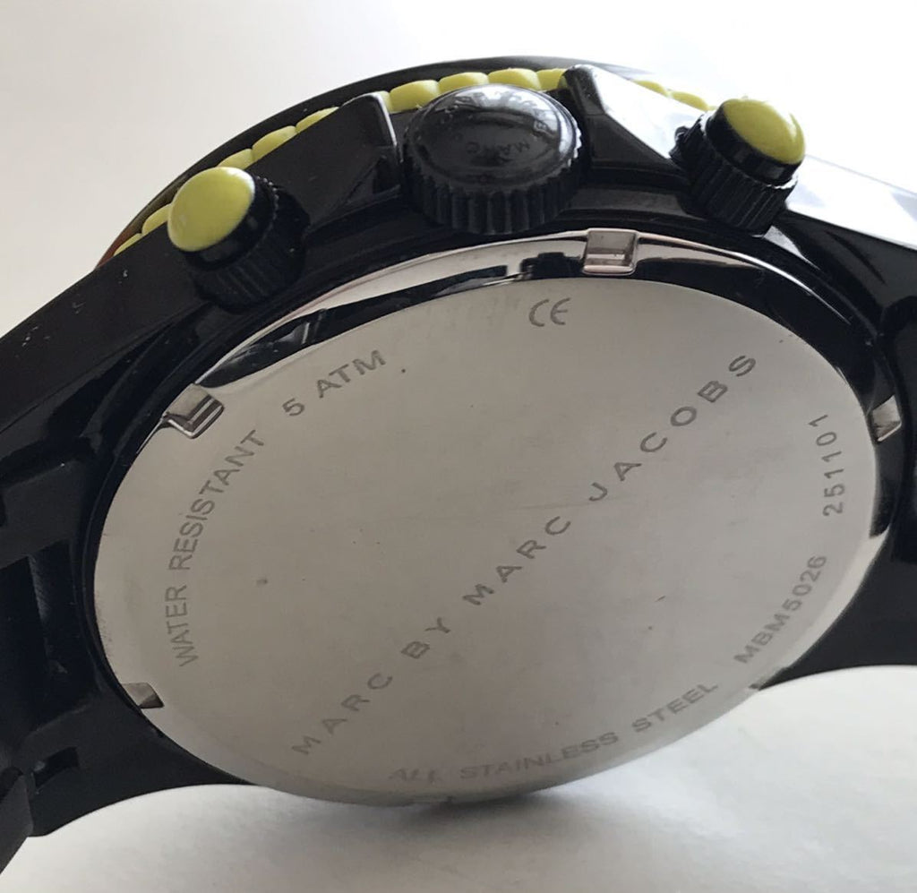 Marc Jacobs Rock Chronograph Black Dial Black Steel Strap Watch for Men - MBM5026