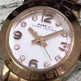 Marc Jacobs Amy White Dial Rose Gold Steel Strap Watch for Women - MBM3227