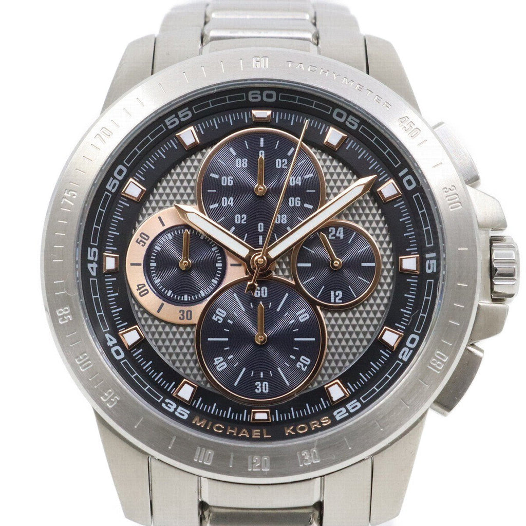 Michael Kors Ryker Chronograph Black Dial Silver Steel Strap Watch For Men - MK8528