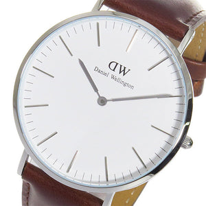 Daniel Wellington Classic St Mawes White Dial Brown Leather Strap Watch For Men - DW00100021