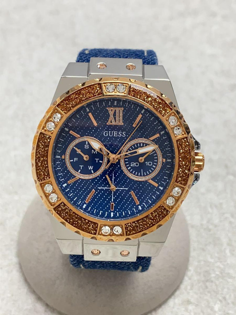 Guess Limelight Quartz Analog Blue Dial Blue Denim Strap Watch For Women - W0775l10