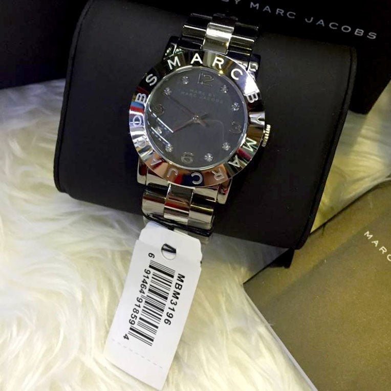 Marc Jacobs Amy Grey Dial Grey Steel Strap Watch for Women - MBM3196