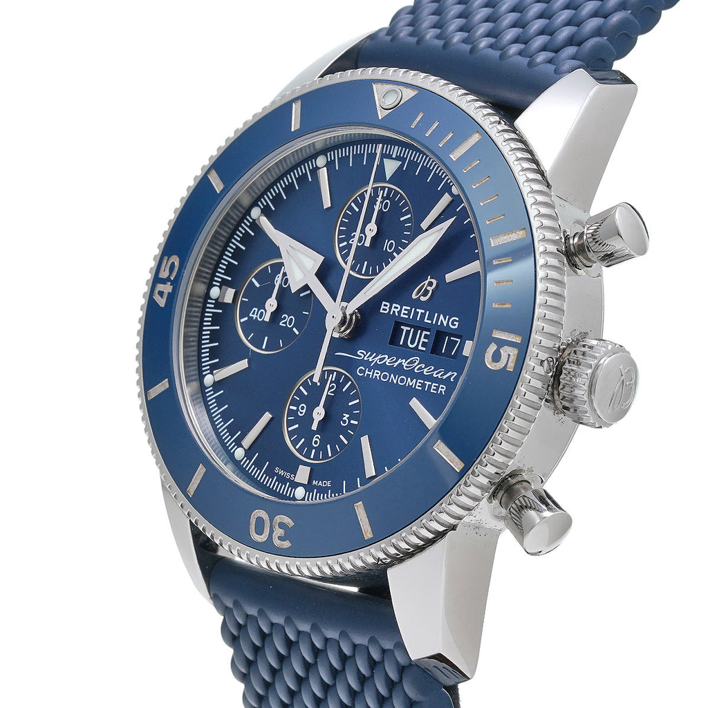 Breitling Superocean Heritage Chronograph 44 Blue Dial Blue Mesh Bracelet Watch for Men - A13313161C1S1