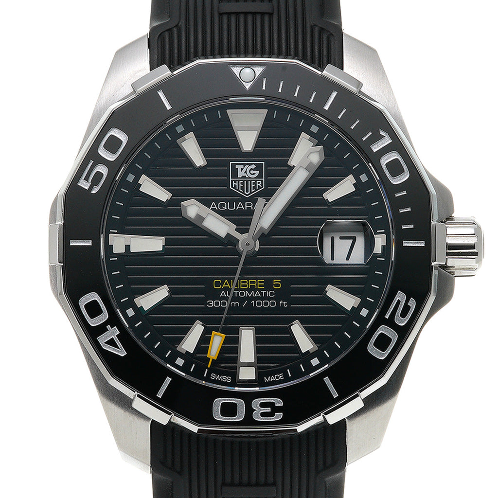 Tag Heuer Aquaracer Calibre 5 Automatic Black Dial Black Rubber Strap Watch for Men - WAY211A.FT6151
