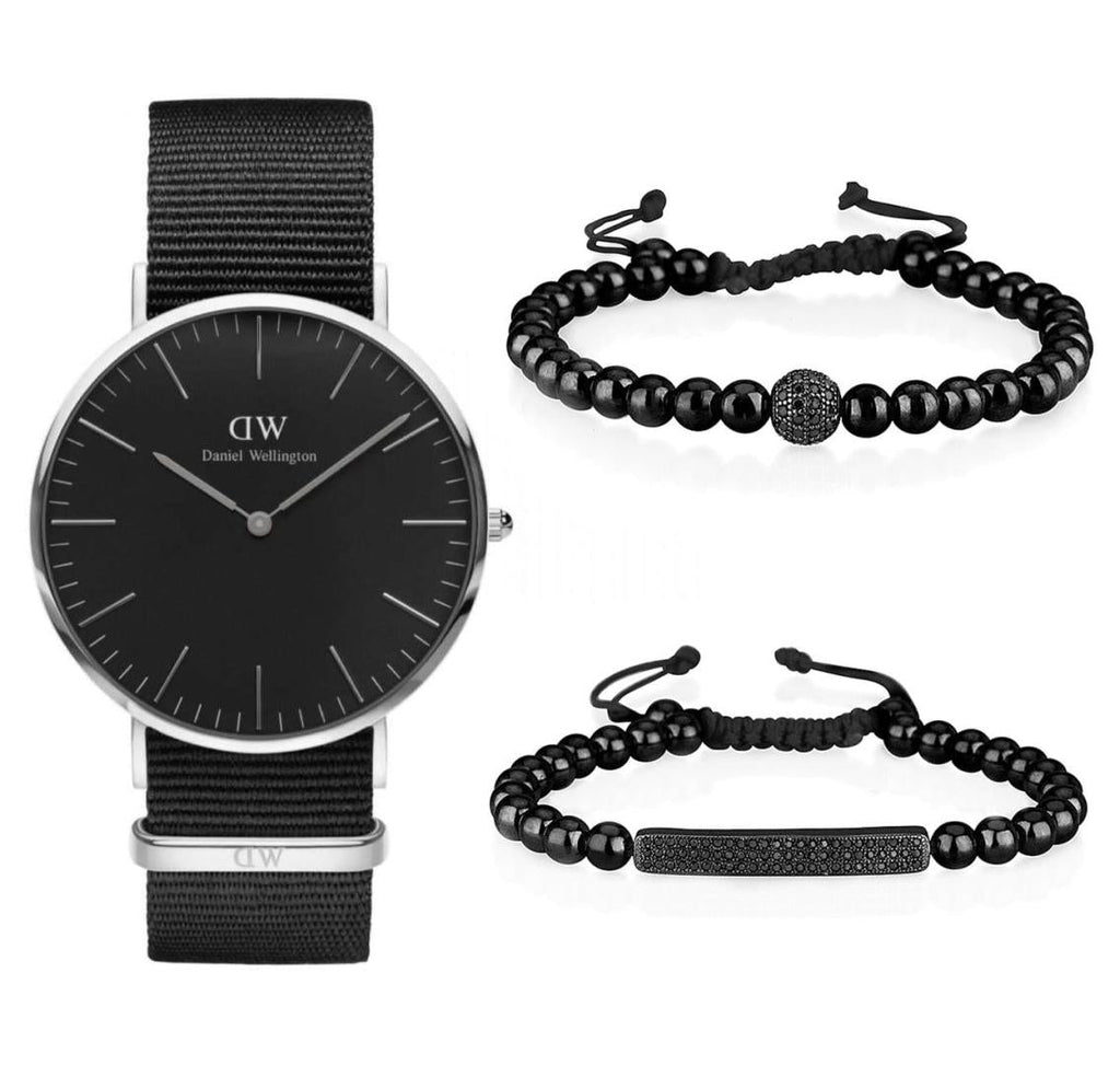 Daniel Wellington Classic Cornwall Black Dial Black Nylon Strap Watch For Women - DW00100149
